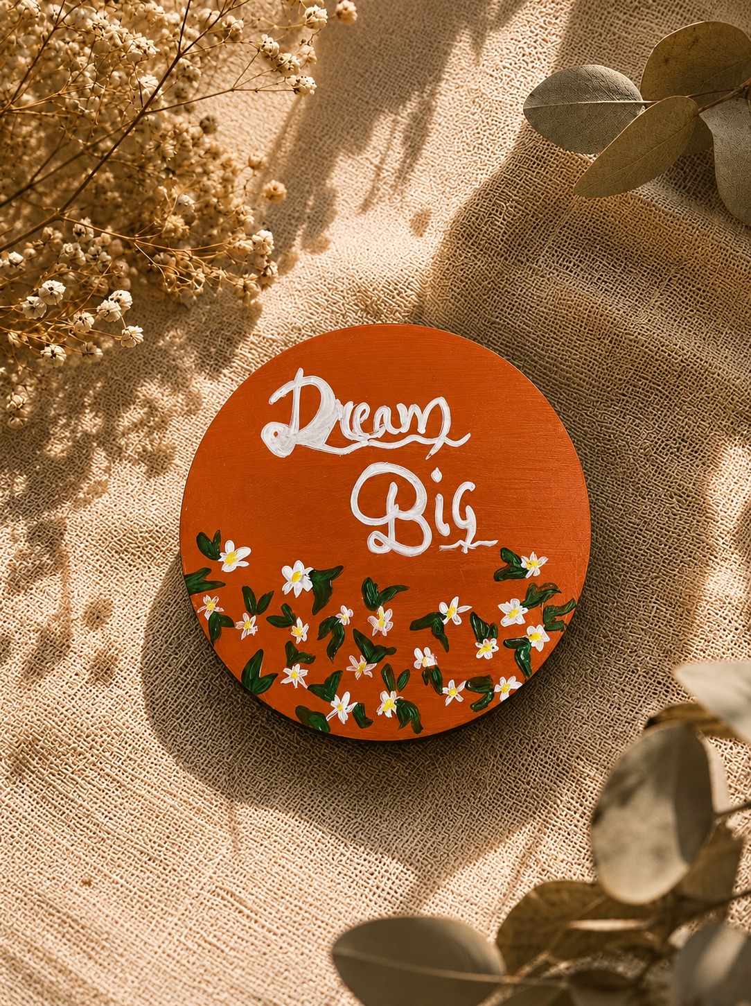 Handcrafted "Dream Big" Floral MDF Fridge Magnet