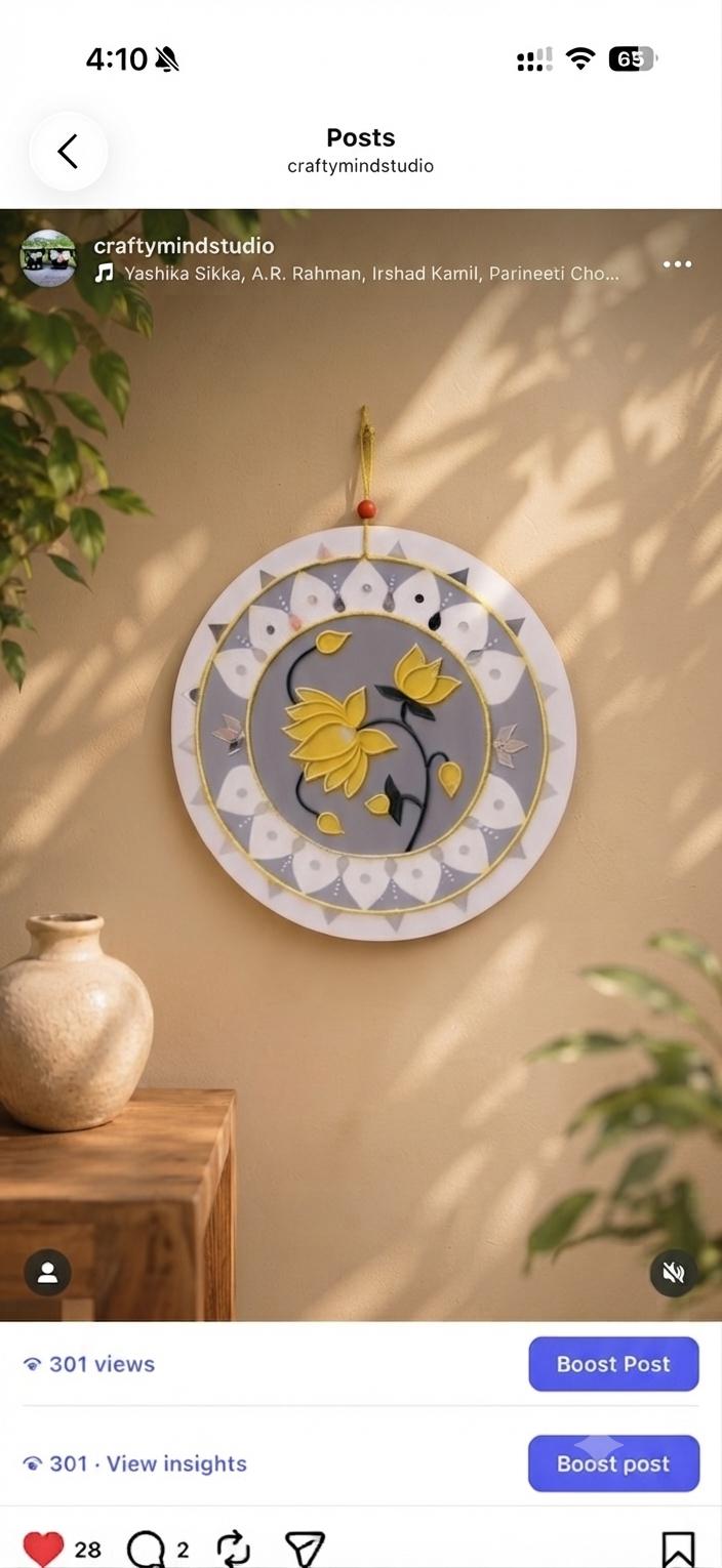 White & Grey Floral Mandala Wall Hanging