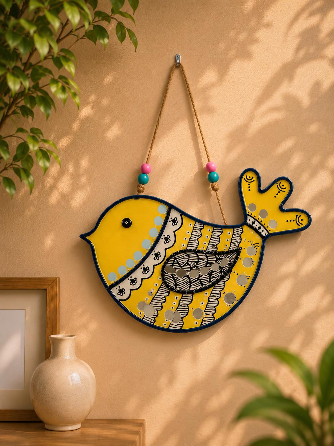 Yellow Tribal Bird Wall Hanging