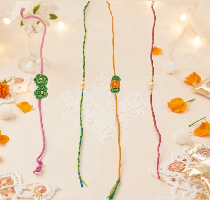 Handmade Minimal Crochet Button Rakhi 