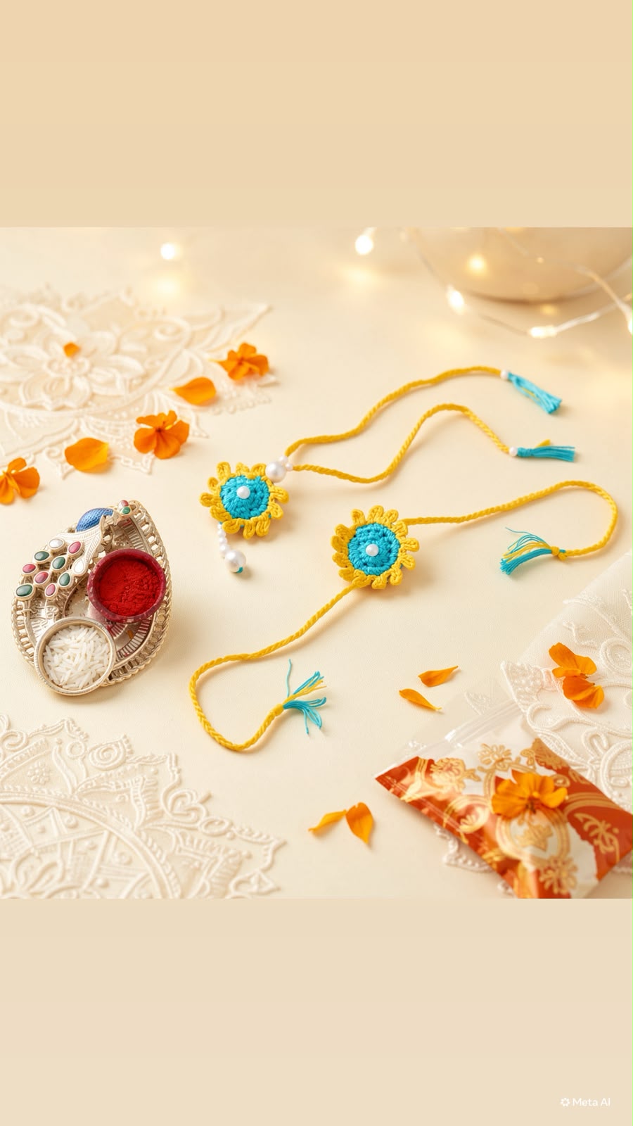 Sunflower Crochet Rakhi Pair