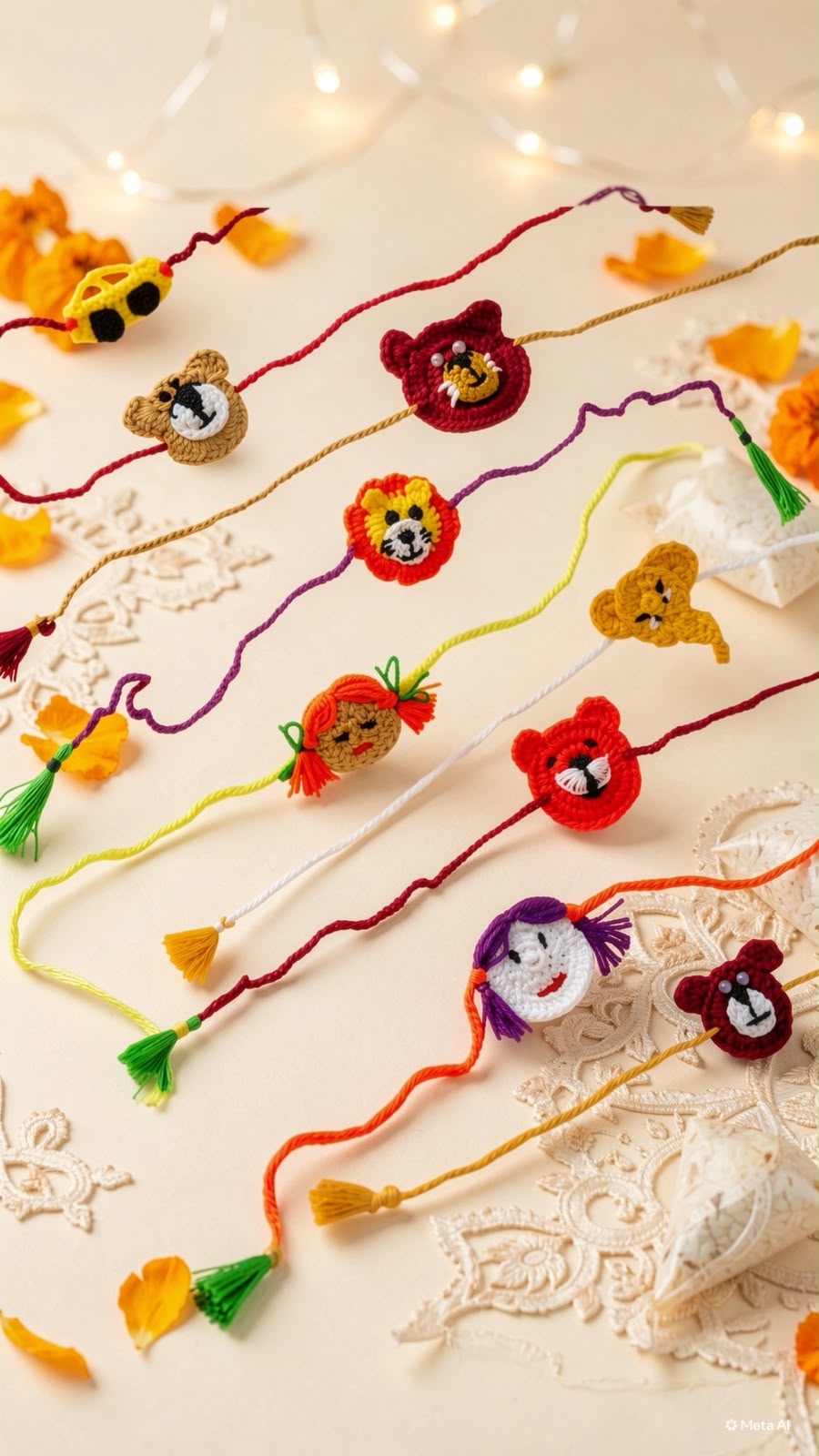 Whimsical Hand-Crocheted Cartoon & Animal Kids' Rakhi