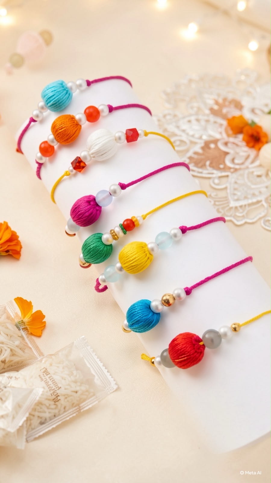 Vibrant Resham Silk Thread Ball Rakhis