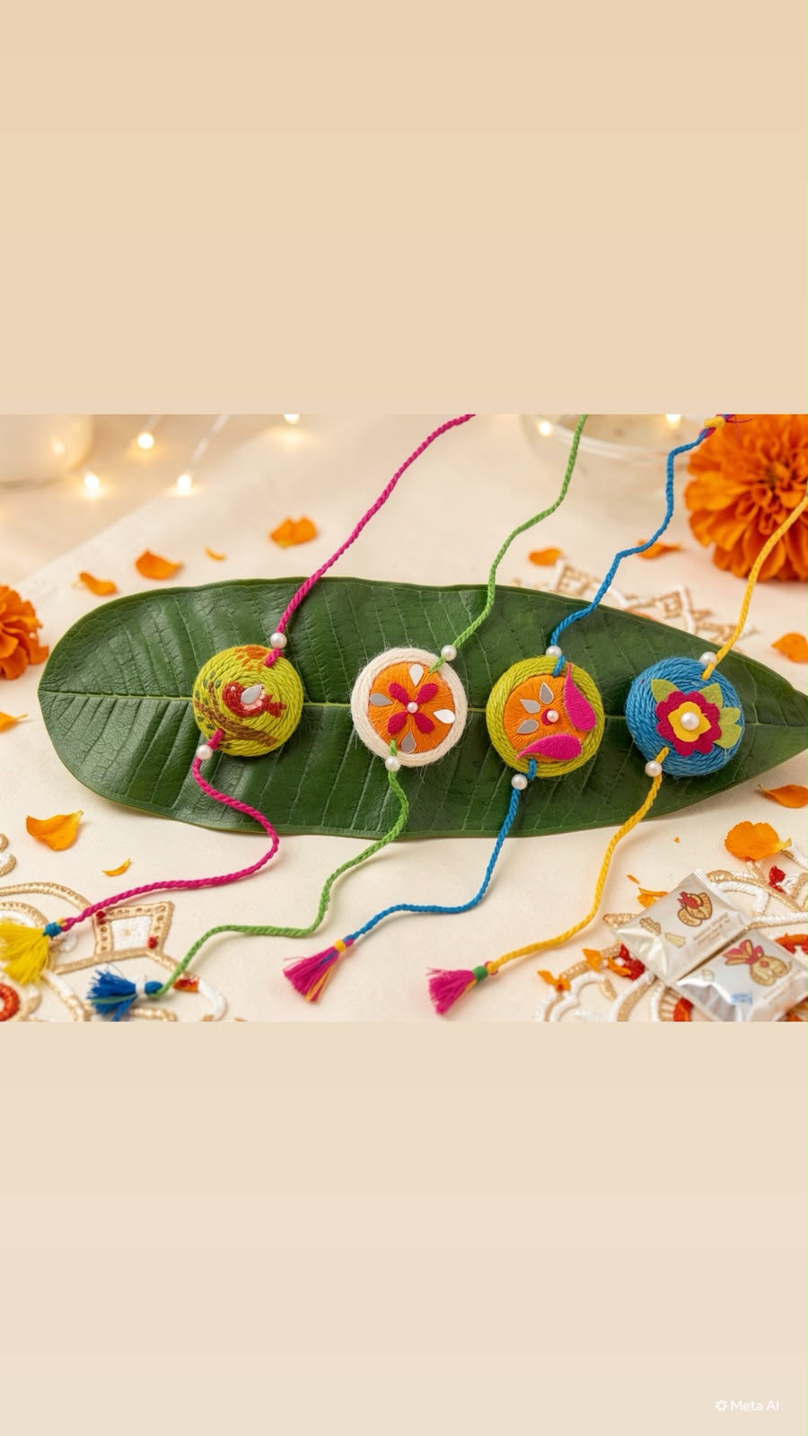 Traditional Thread-Wound Floral Medallion Rakhi