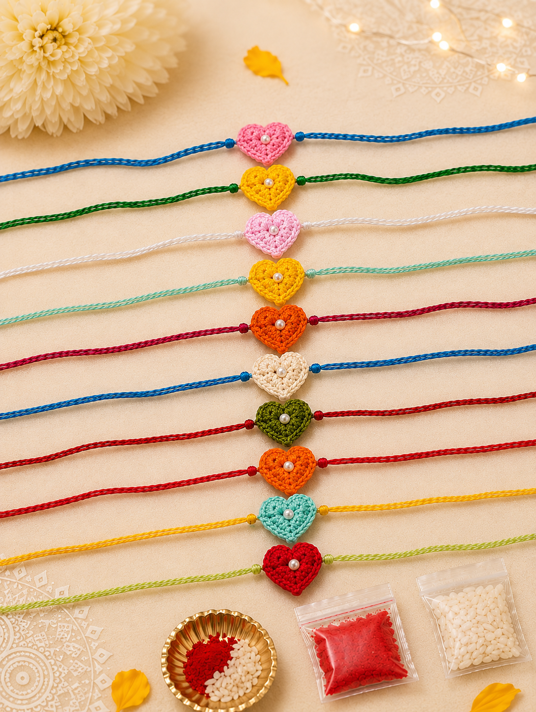 Handmade Crochet Heart Rakhi